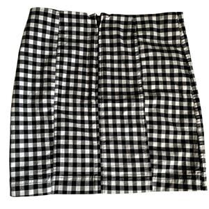 Free People Gingham Checkered Grunge Black and White Mini Skirt